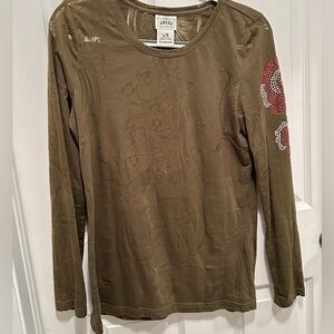 Ariat dark green long sleeve shirt. Size Large. Beautiful design